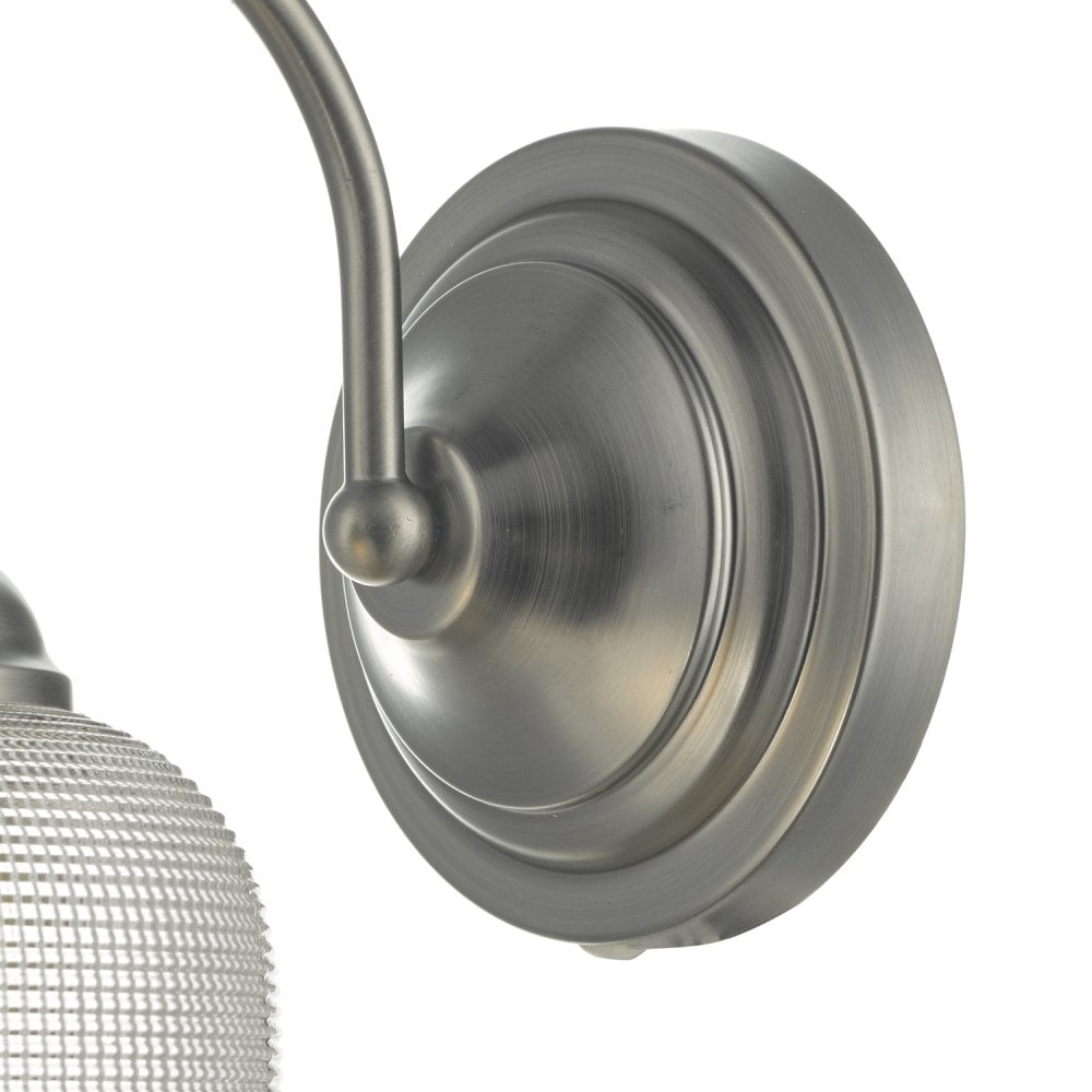 Tack Wall Light Industrial Nickel and Textured Glass