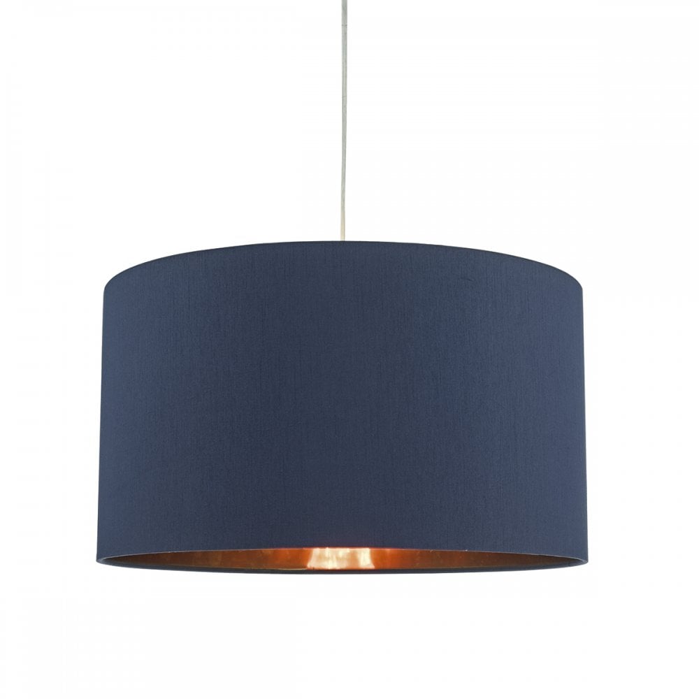 Contemporary Navy Blue Pendant with Copper Interior Finish