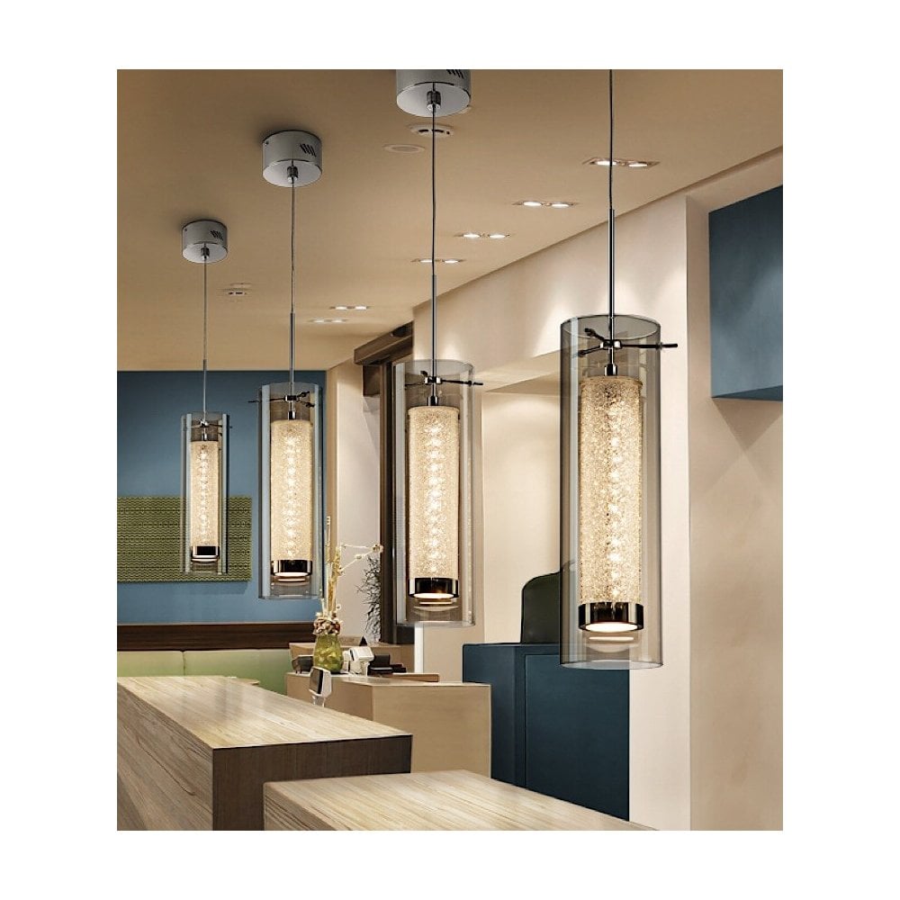Zila 7.2W Modern Chrome Glass Pendant Light
