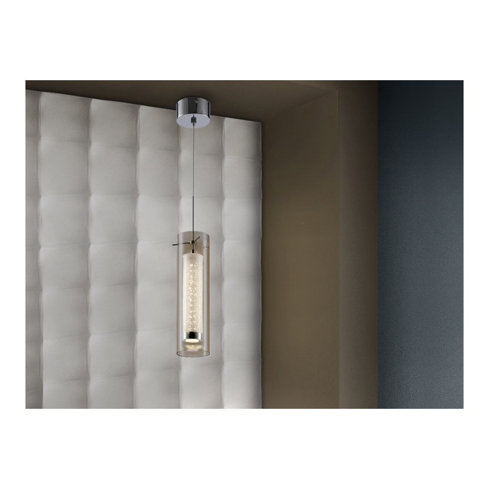 Zila 7.2W Modern Chrome Glass Pendant Light