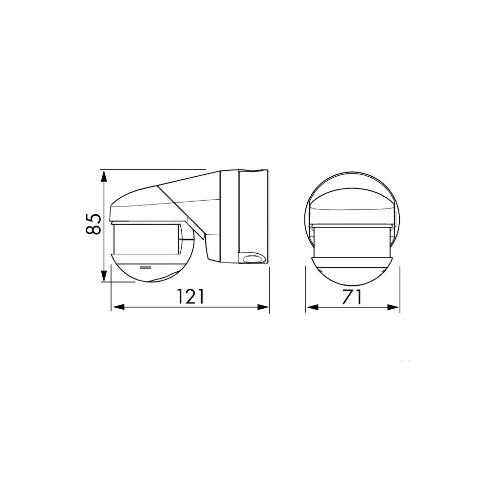 Black 20M PIR Motion Detector with Creep Zone Protection