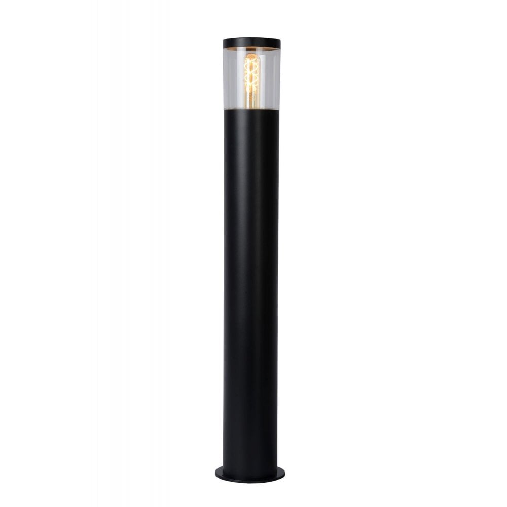 Contemporary Black Steel Cylinder Bollard Light
