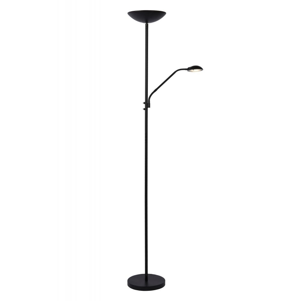 Zenith Sleek Black Metal Floor Lamp with Dual LED Lighting