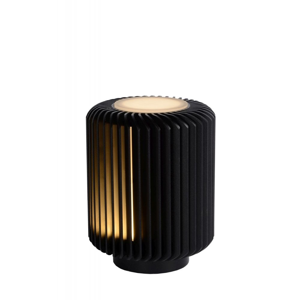 Sleek Black Aluminum Cylinder LED Table Lamp