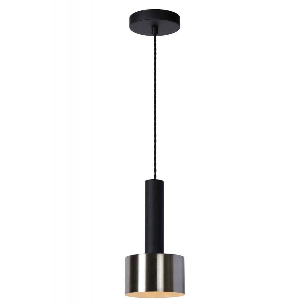 Teun Vintage Cylinder Pendant Light in Black and Nickel