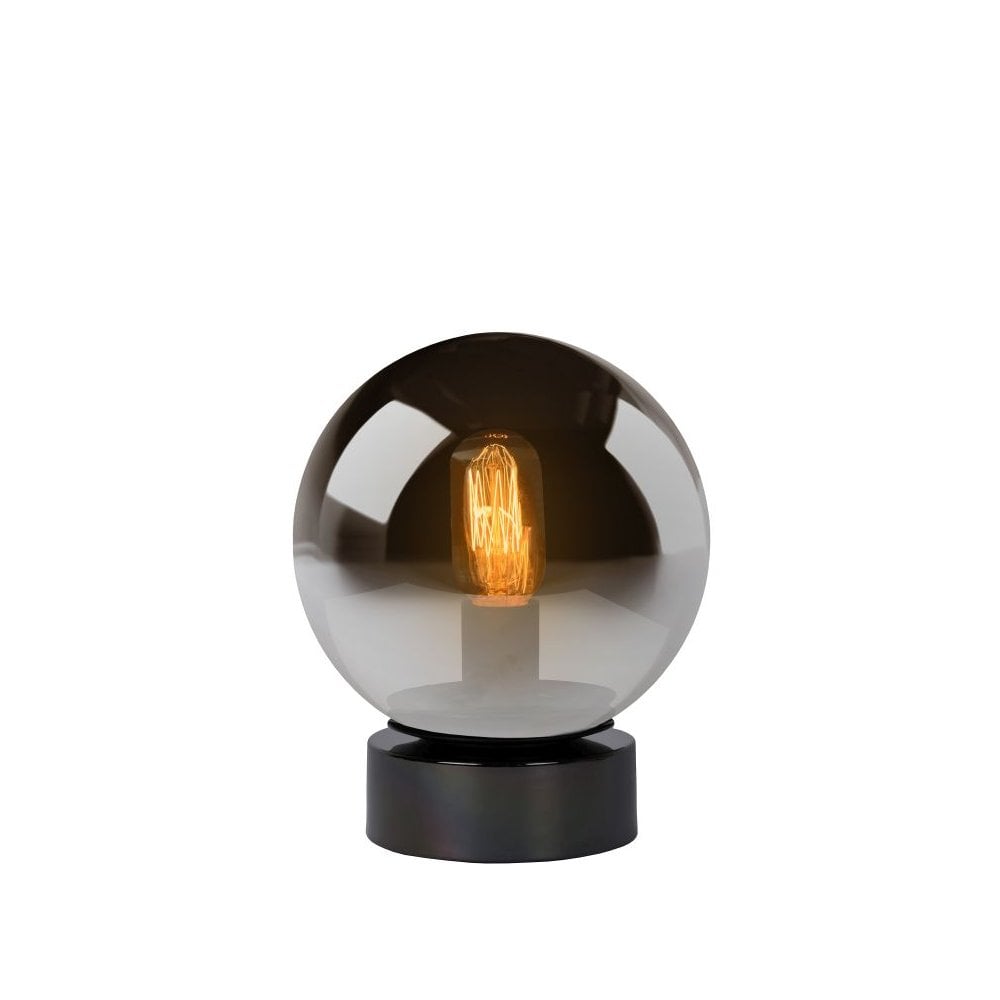 Contemporary Smoke Grey Glass Globe Table Lamp