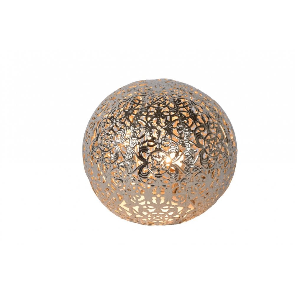 Silver Globe Metal Table Lamp with Cottage Style Design