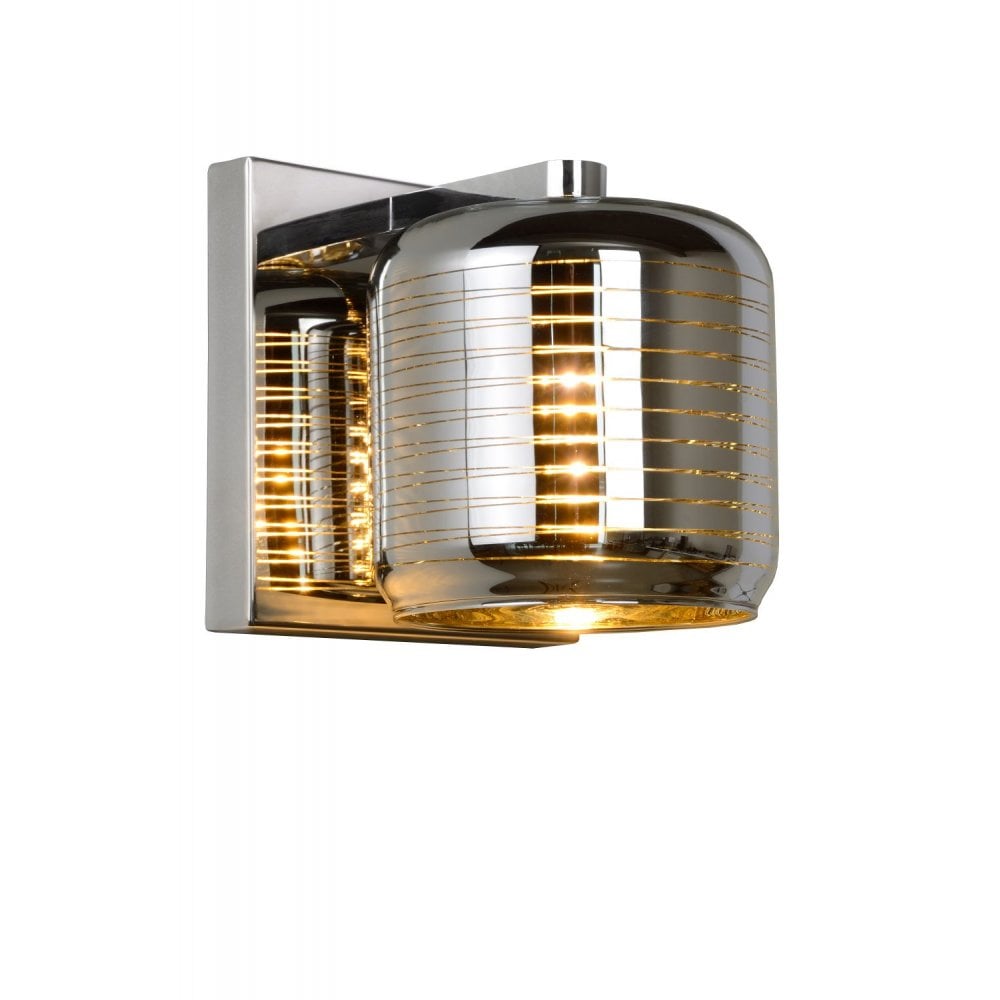 Eryn Contemporary Chrome and Gold Rectangular Metal Wall Sconce