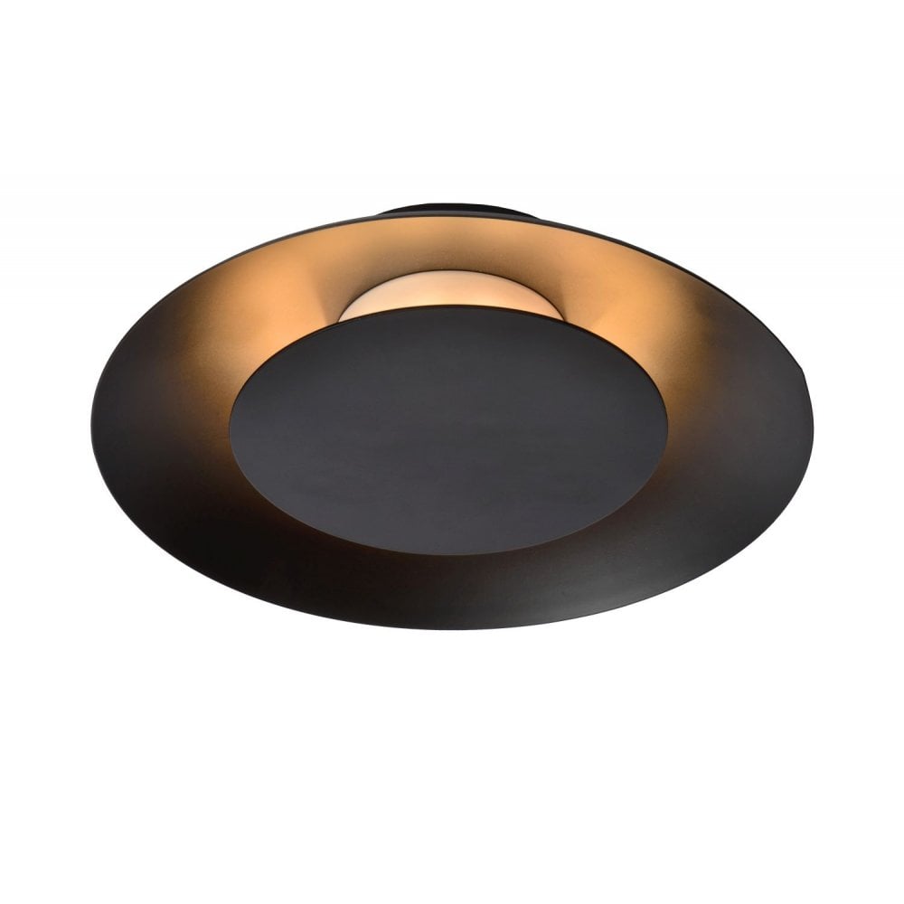 Contemporary Black Metal Round Ceiling Light Fixture