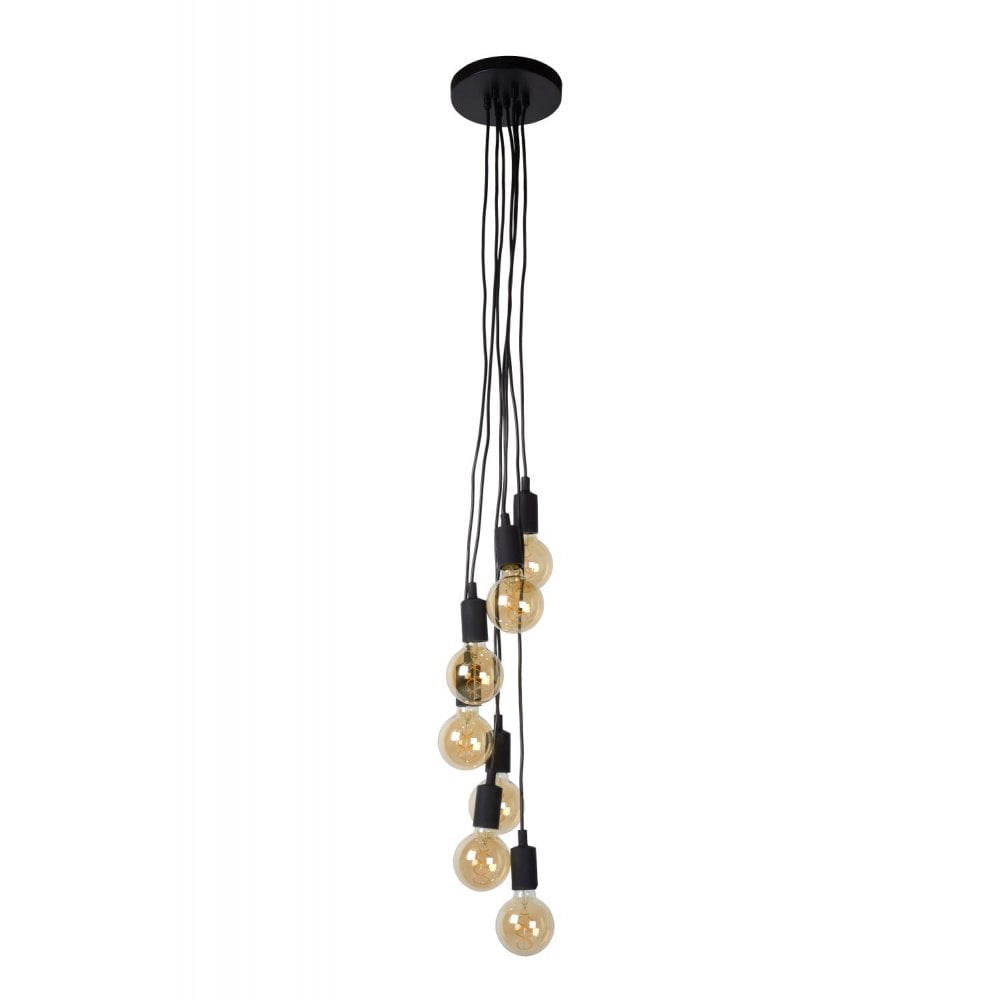 Sleek Modern Black Metal Multi-Light Pendant Fixture