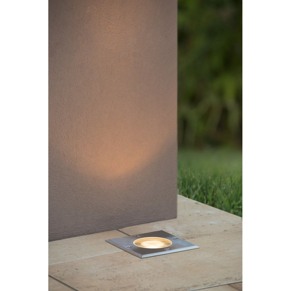 Contemporary Square Aluminum Deck Light in Satin Chrome Finish