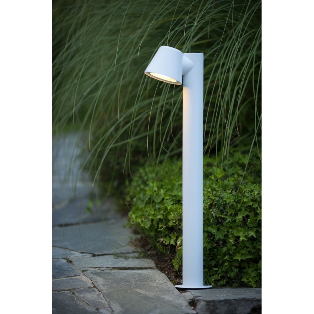 Sleek Modern LED Round White Aluminum Bollard Light