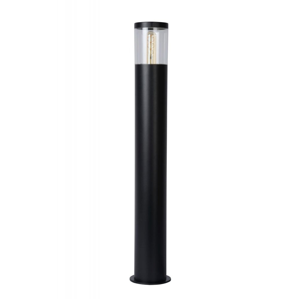 Contemporary Black Steel Cylinder Bollard Light