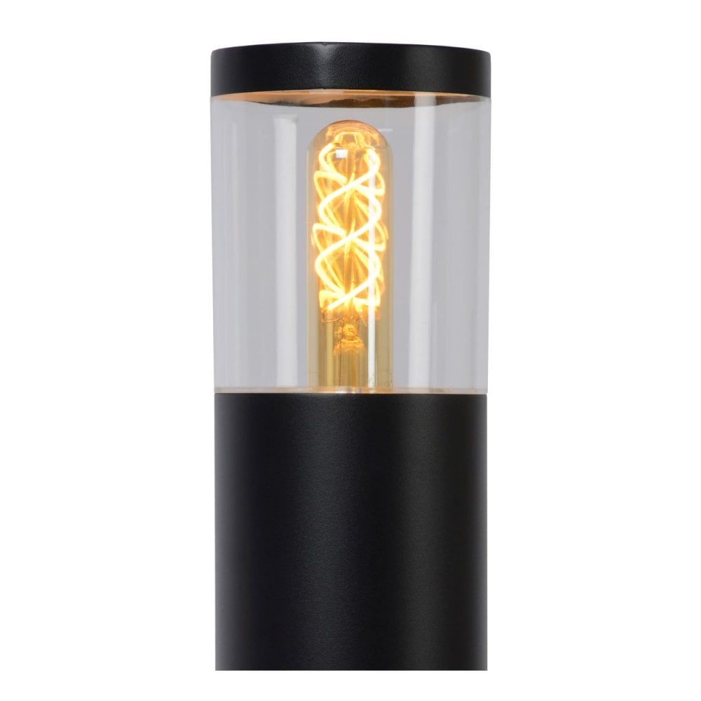 Contemporary Black Steel Cylinder Bollard Light