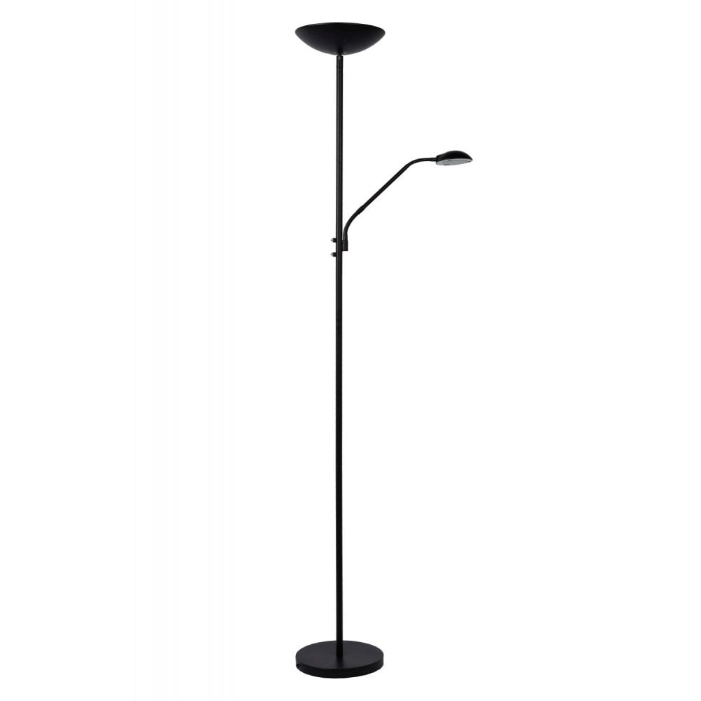 Zenith Sleek Black Metal Floor Lamp with Dual LED Lighting