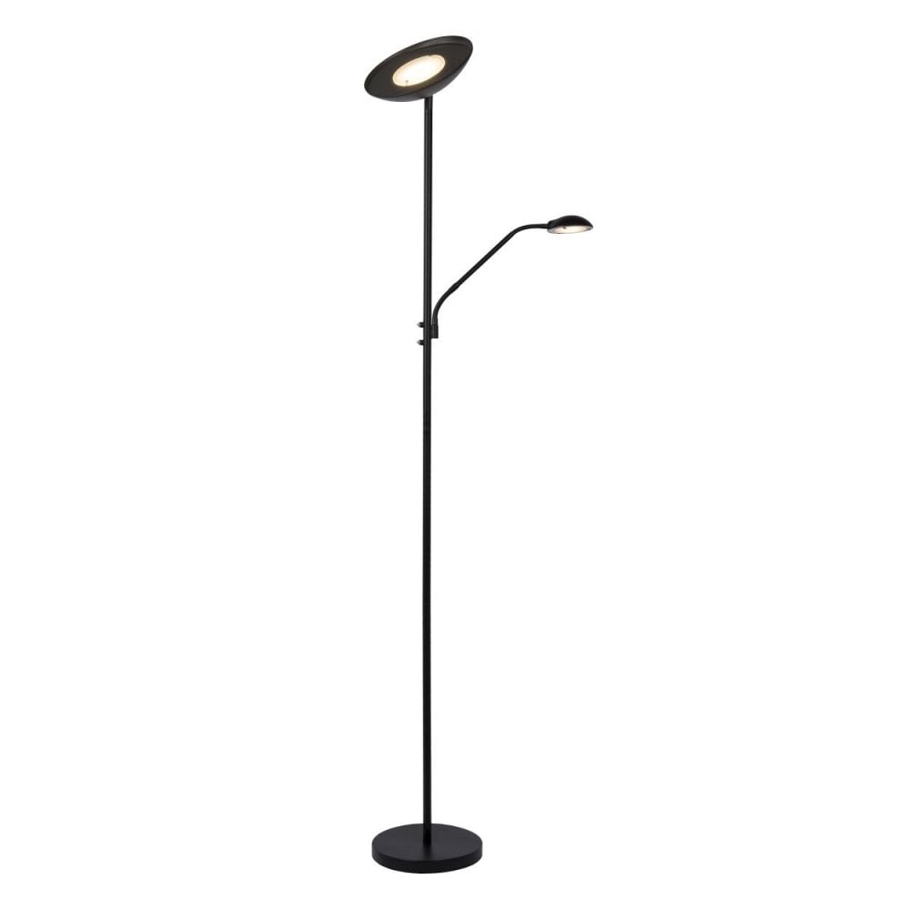 Zenith Sleek Black Metal Floor Lamp with Dual LED Lighting