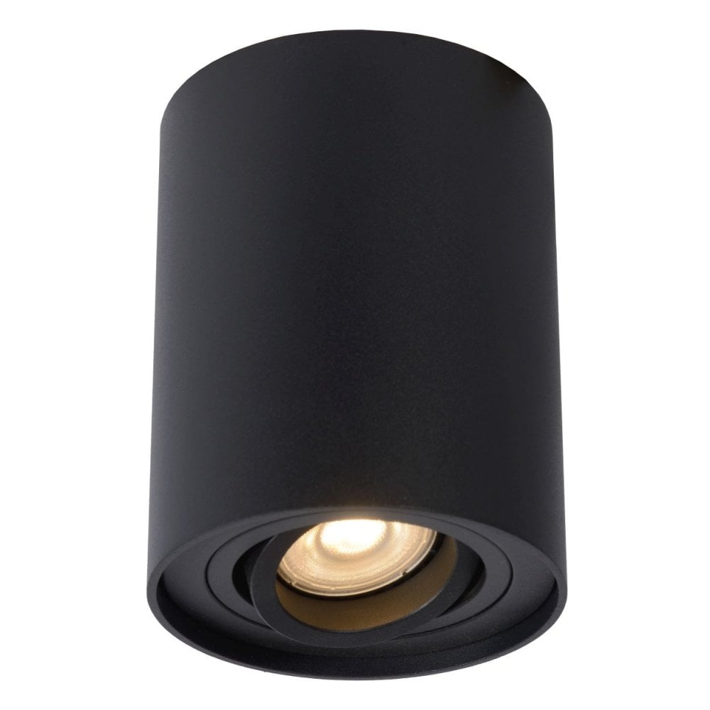 Sleek Black Aluminum Cylindrical Ceiling Spotlight Fixture
