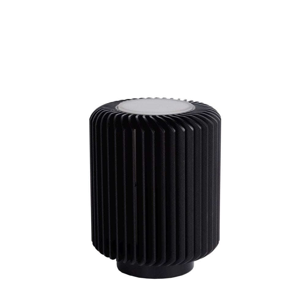 Sleek Black Aluminum Cylinder LED Table Lamp