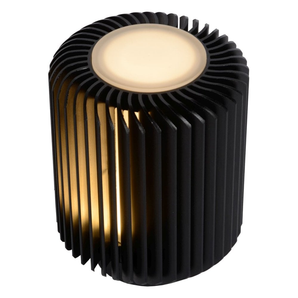 Sleek Black Aluminum Cylinder LED Table Lamp