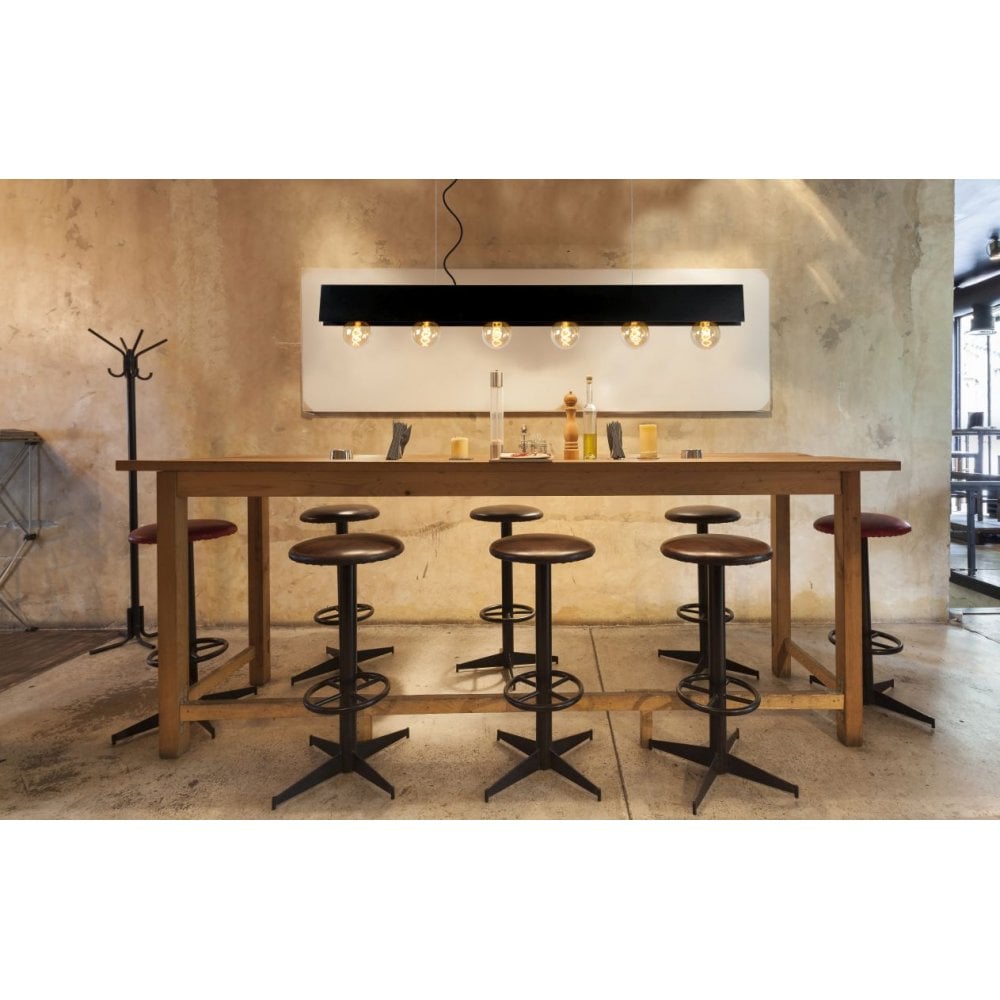 Surtus Industrial Steel Black Rectangular Pendant Light