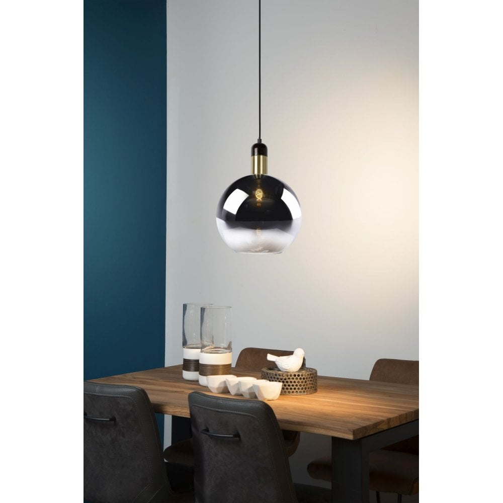 Julius Retro Smoke Grey Round Metal Pendant Lamp