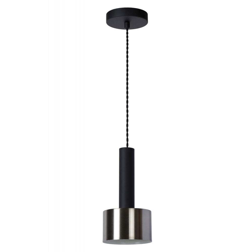 Teun Vintage Cylinder Pendant Light in Black and Nickel