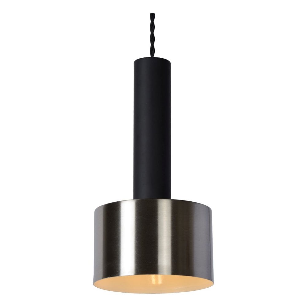 Teun Vintage Cylinder Pendant Light in Black and Nickel