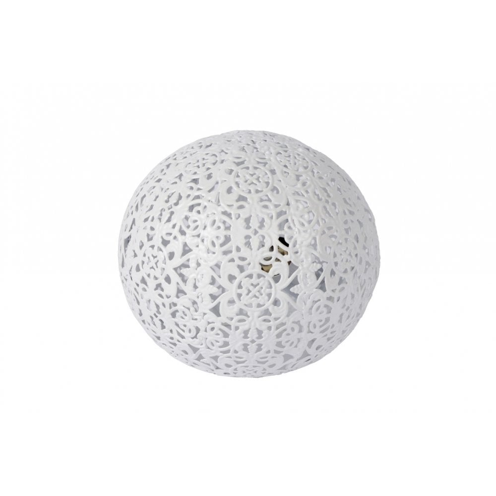 Cottage Chic White Metal Globe Table Lamp