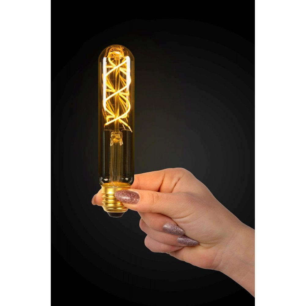 Amber Glass Cylinder LED Bulb with E27 Base
