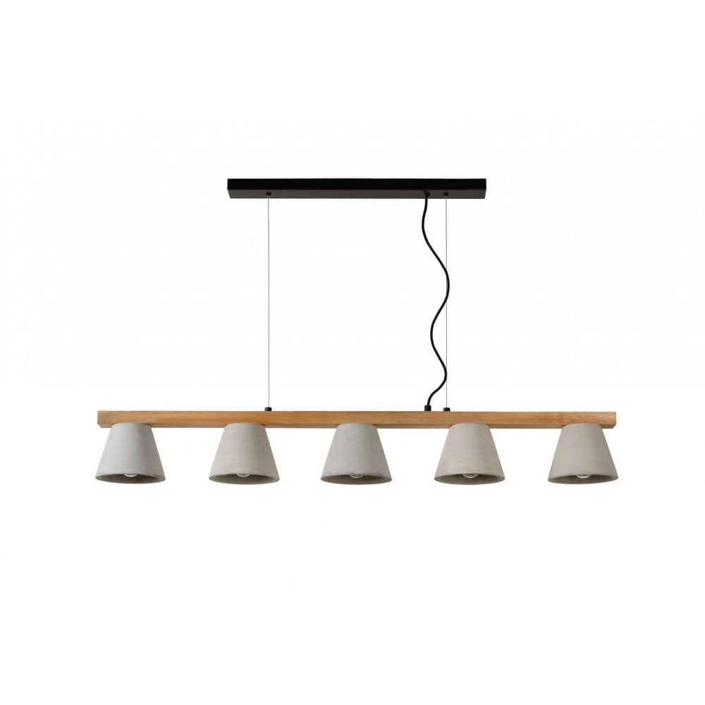 Possio Nordic Oak and Taupe Rectangular Pendant Light