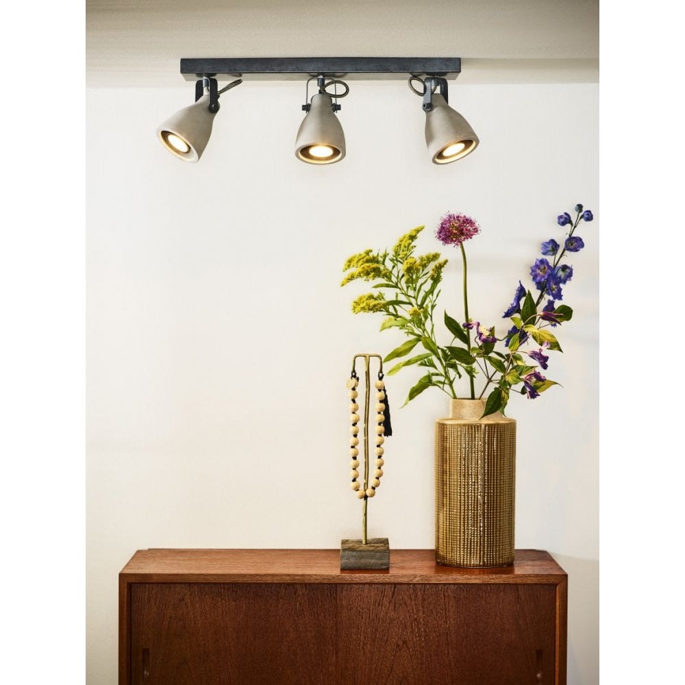 Industrial Grey Metal LED Rectangle Ceiling Spotlight with Concrete Accents