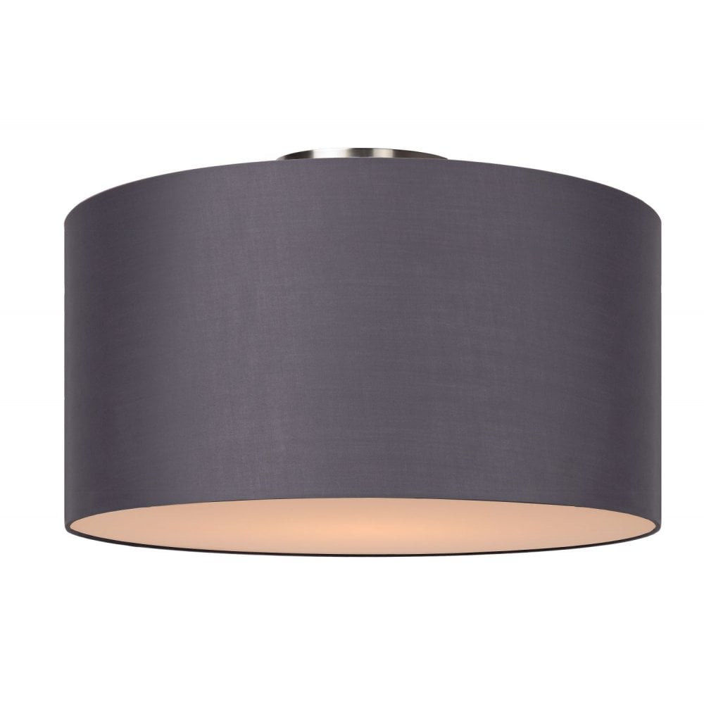 Contemporary Coral Grey Cotton Round Flush Ceiling Light Fixture