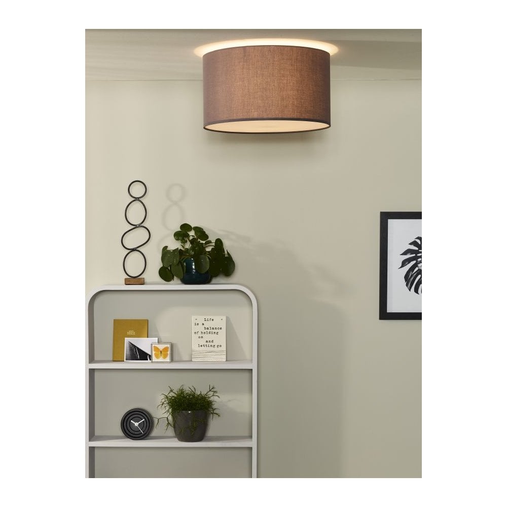 Contemporary Coral Grey Cotton Round Flush Ceiling Light Fixture
