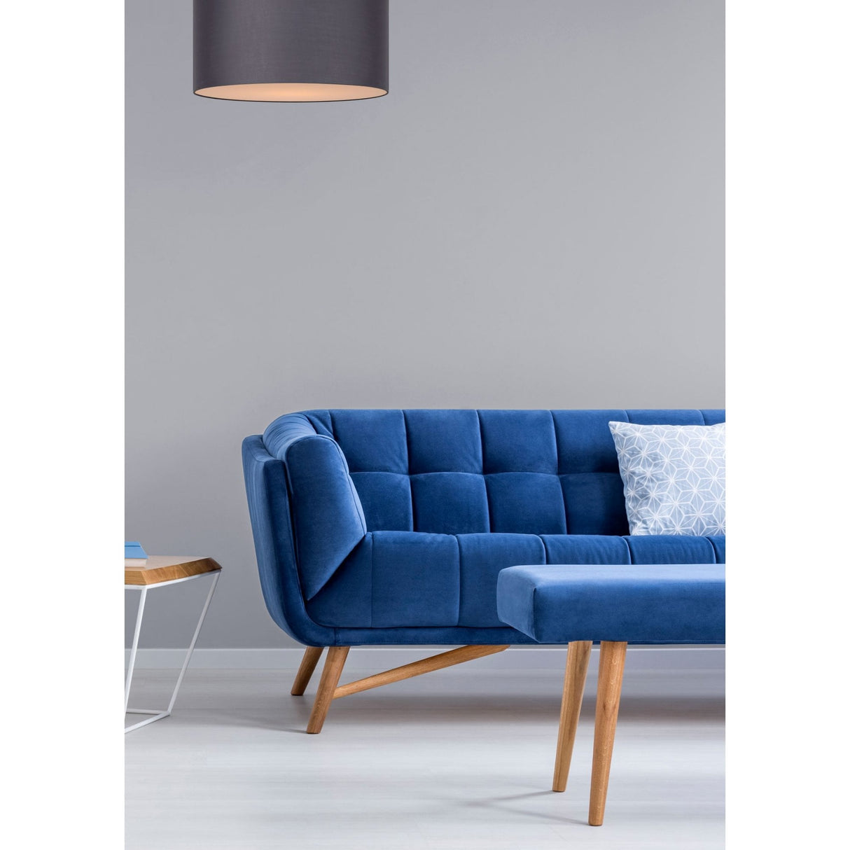 Contemporary Coral Grey Cotton Round Flush Ceiling Light Fixture