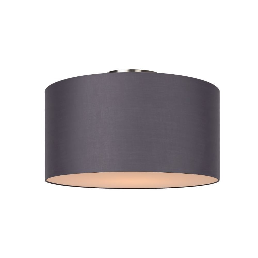 Contemporary Coral Grey Cotton Round Flush Ceiling Light Fixture