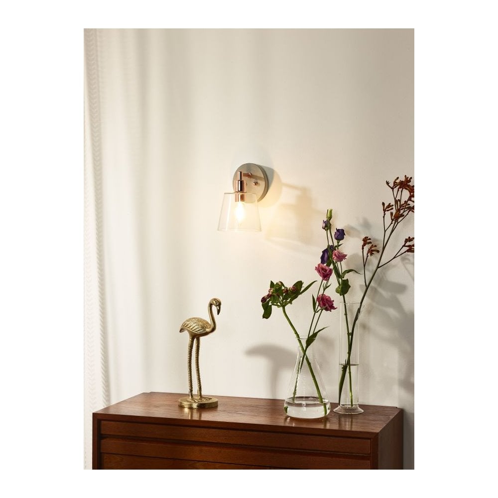 Copper and Grey Vintage Round Wall Light Fixture