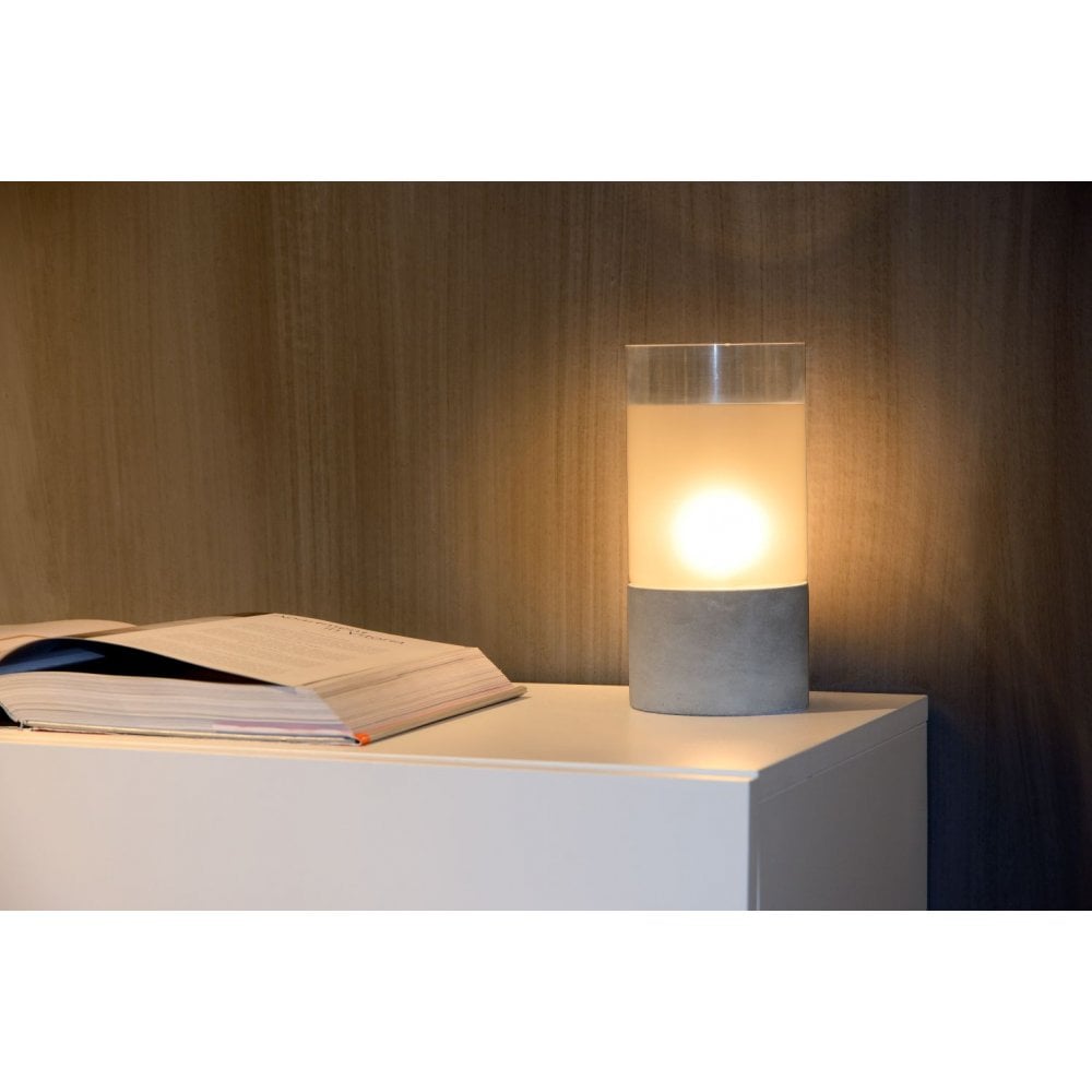 Elegant Taupe Glass Modern Table Lamp
