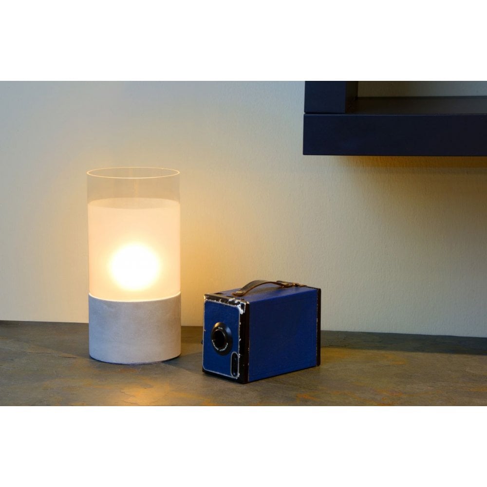 Elegant Taupe Glass Modern Table Lamp