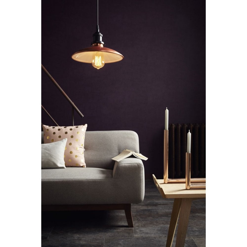 Retro Chic Copper & Black Metal Pendant Light
