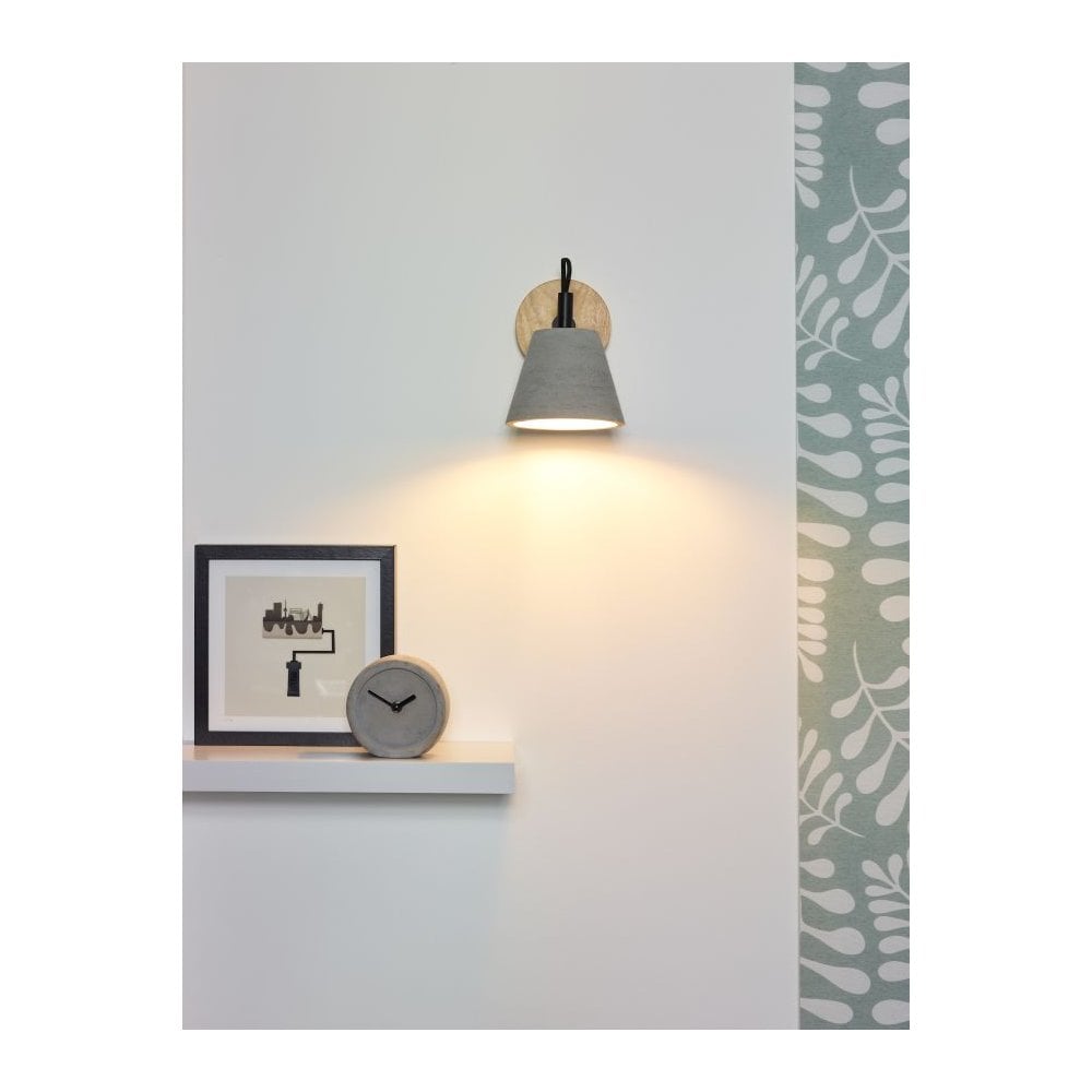 Nordic Round Concrete and Wood Accent Wall Light