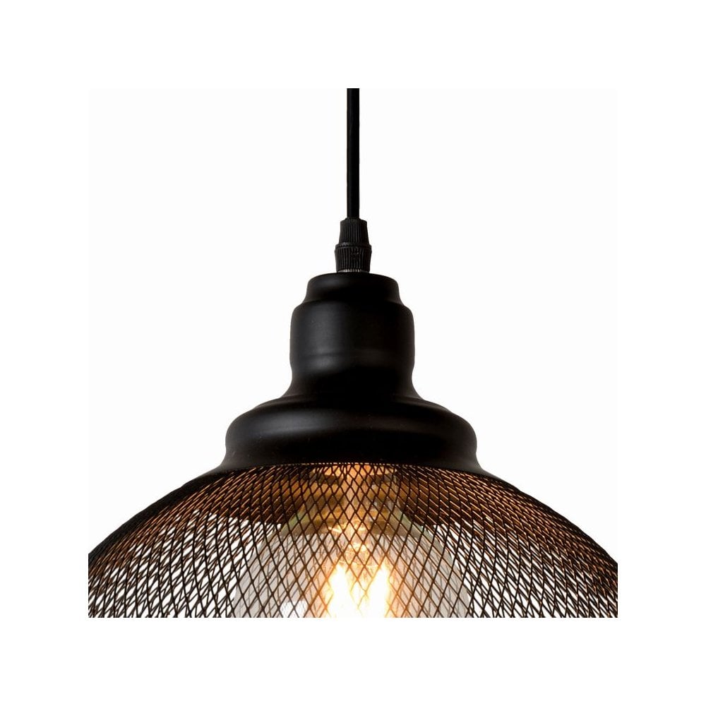 Vintage Black Mesh Round Metal Pendant Light Fixture