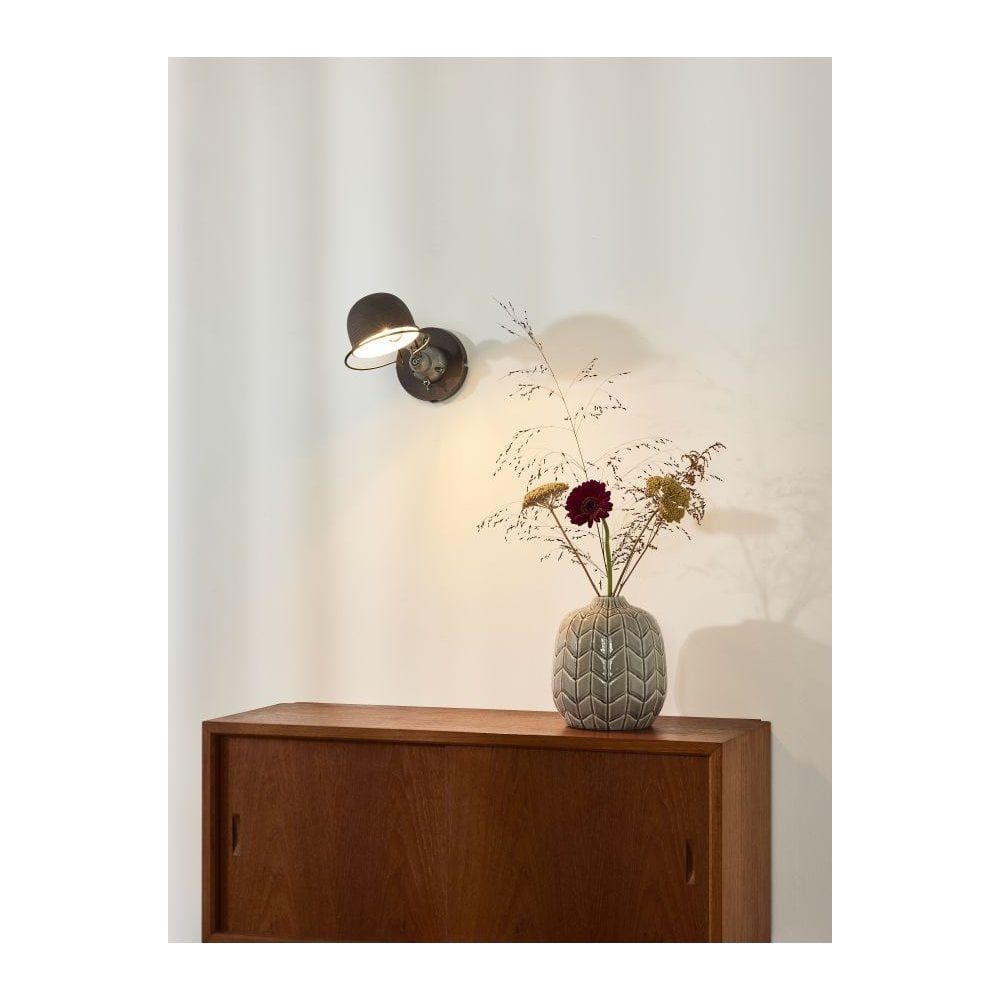 Vintage Industrial Wall Sconce in Rust Brown and Grey Metal