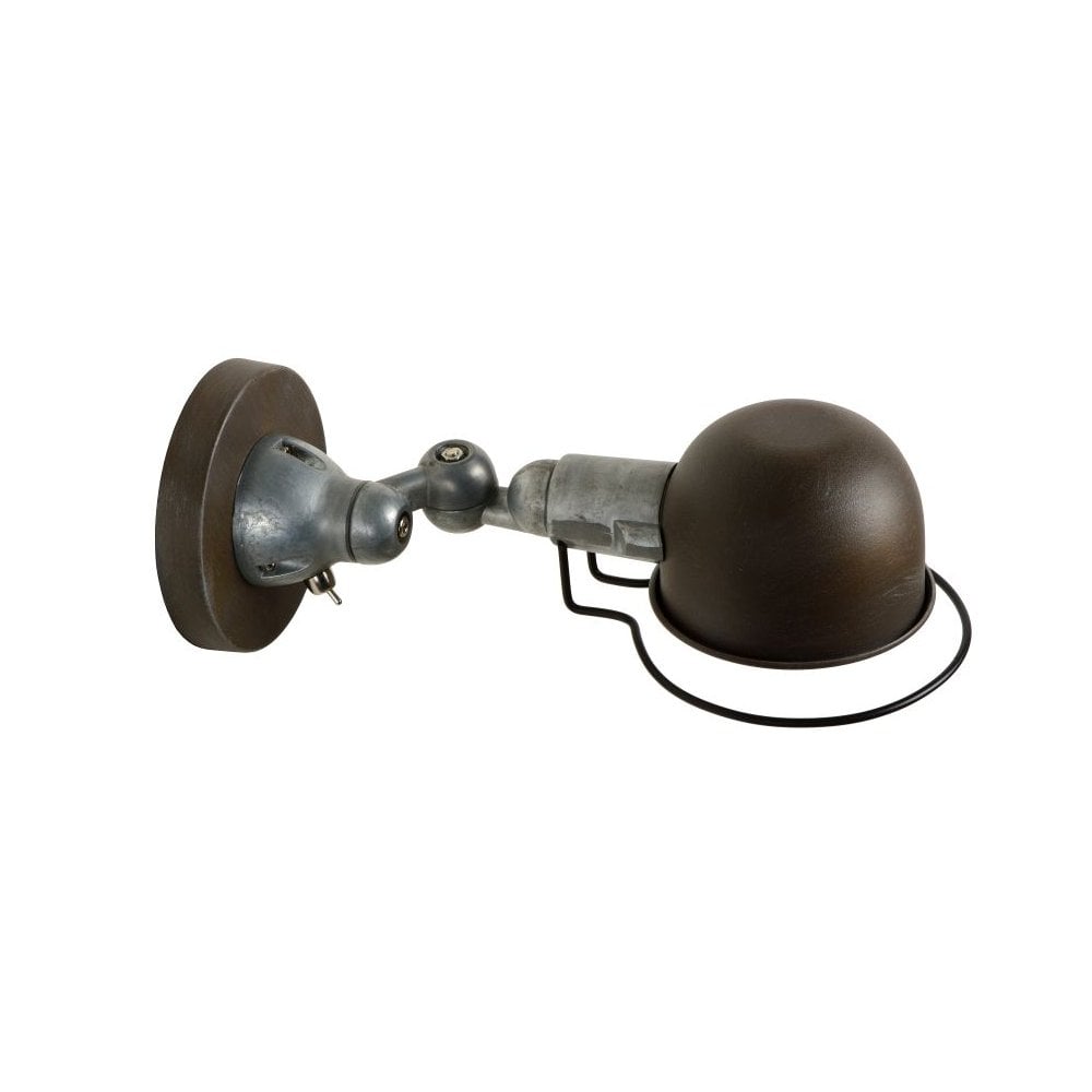 Vintage Industrial Wall Sconce in Rust Brown and Grey Metal