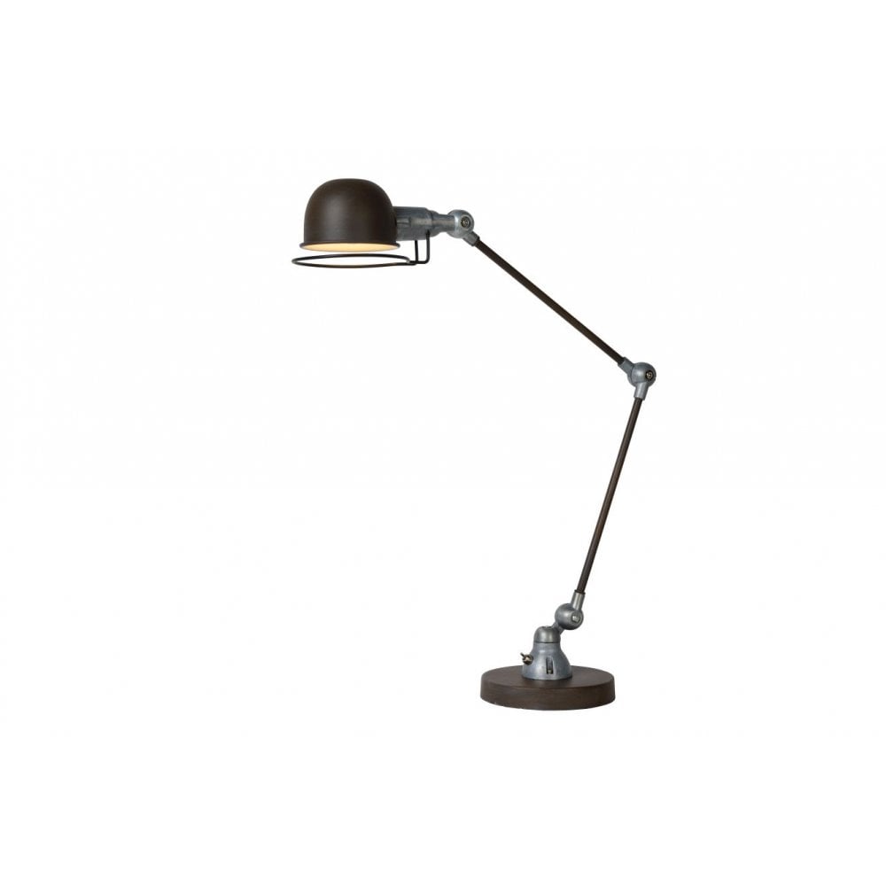 Honore Industrial Rust Brown and Grey Adjustable Metal Desk Lamp
