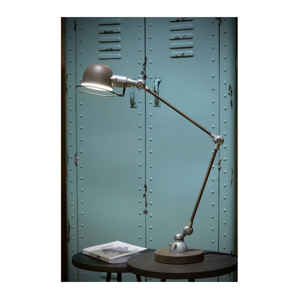 Honore Industrial Rust Brown and Grey Adjustable Metal Desk Lamp