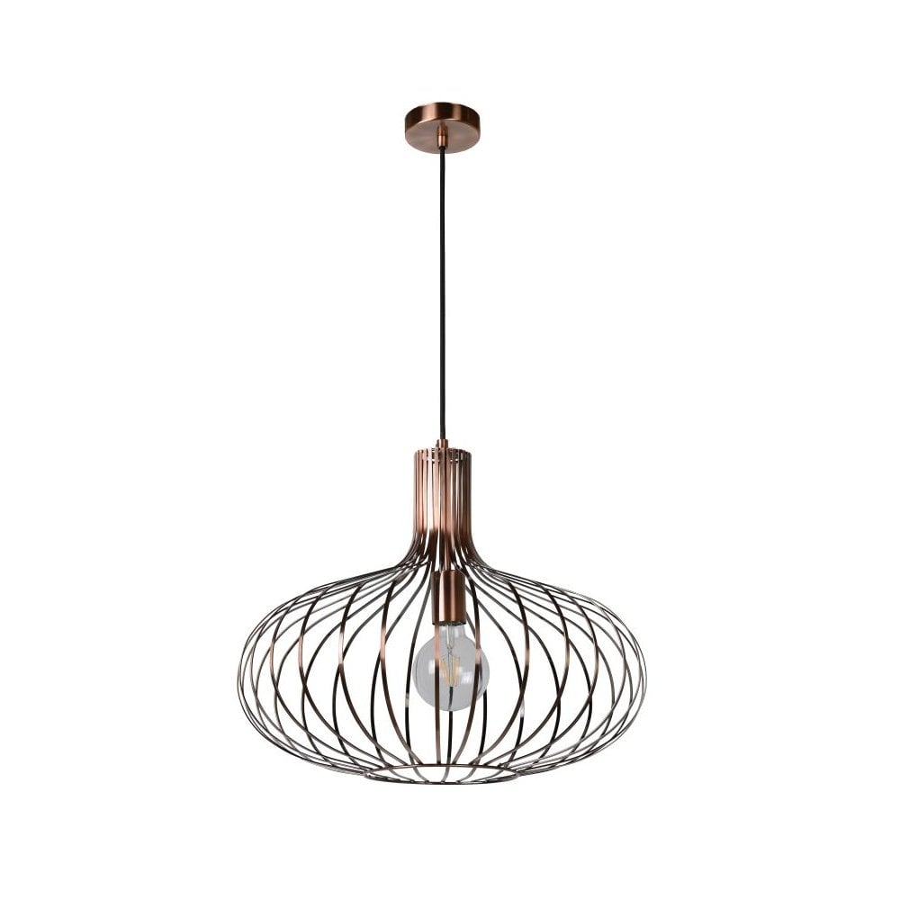 Manuela Copper and Black Vintage Metal Round Pendant Light