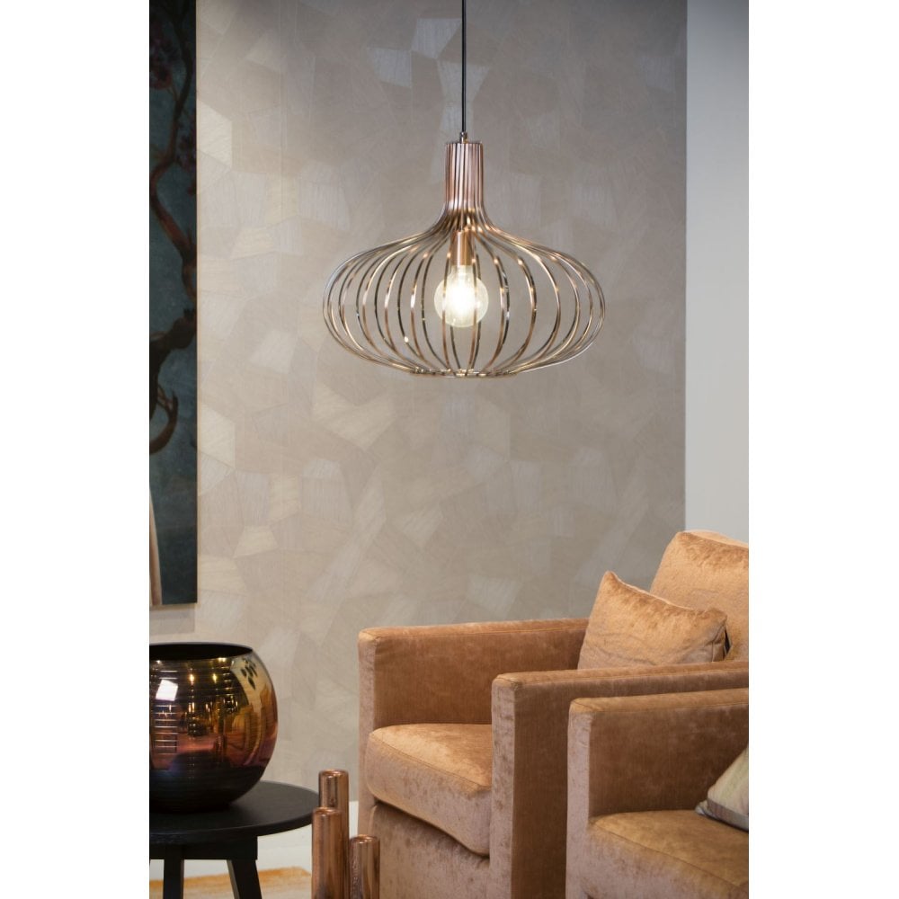 Manuela Copper and Black Vintage Metal Round Pendant Light