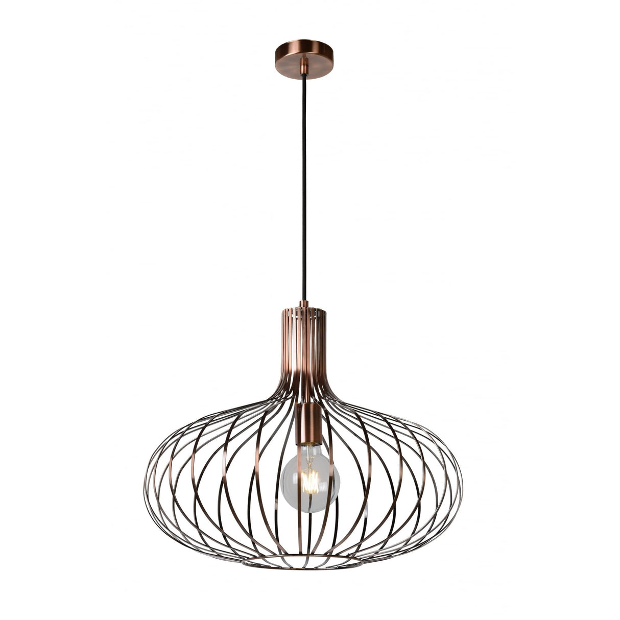 Manuela Copper and Black Vintage Metal Round Pendant Light