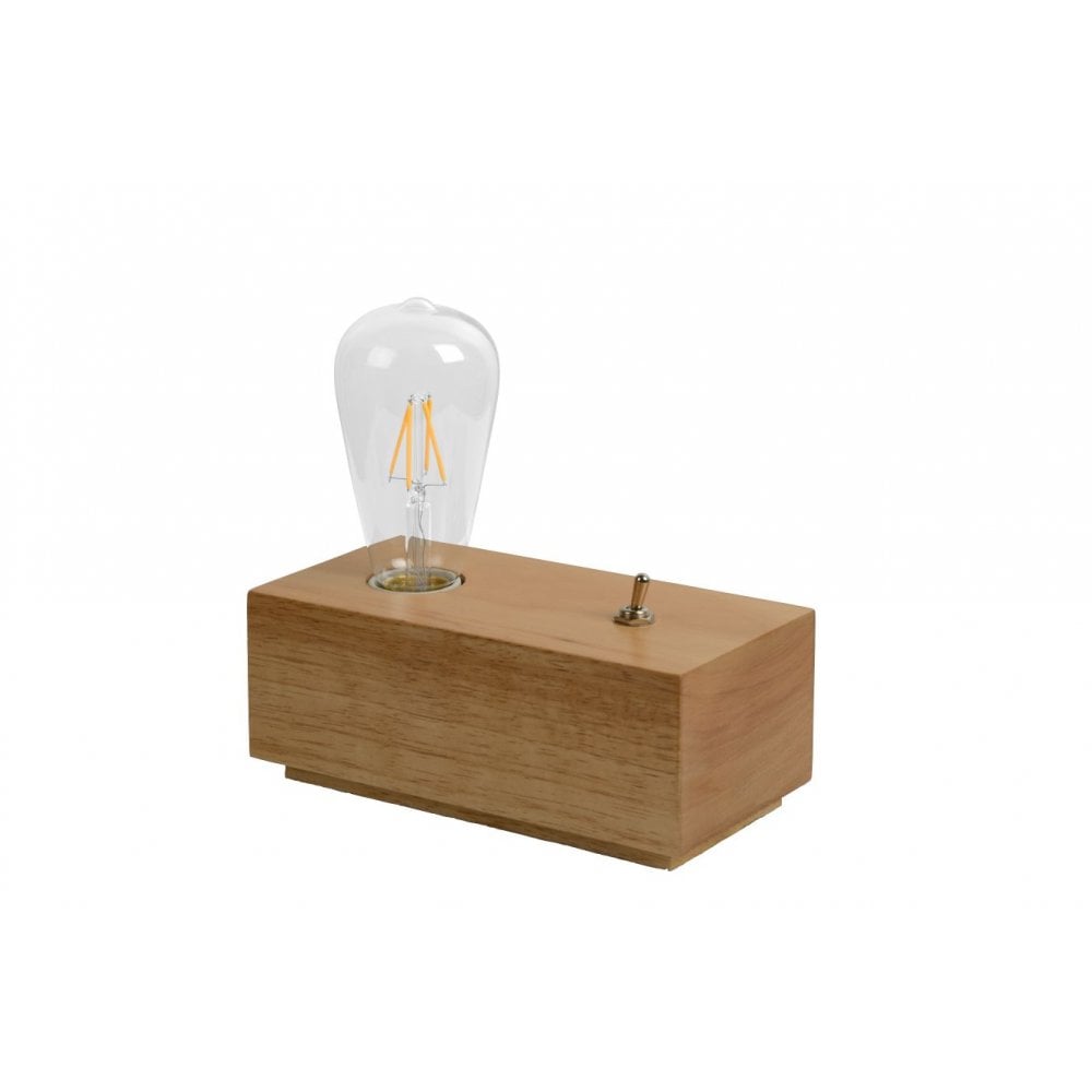 Retro Edison Wooden Rectangle Table Lamp with LED Bulb