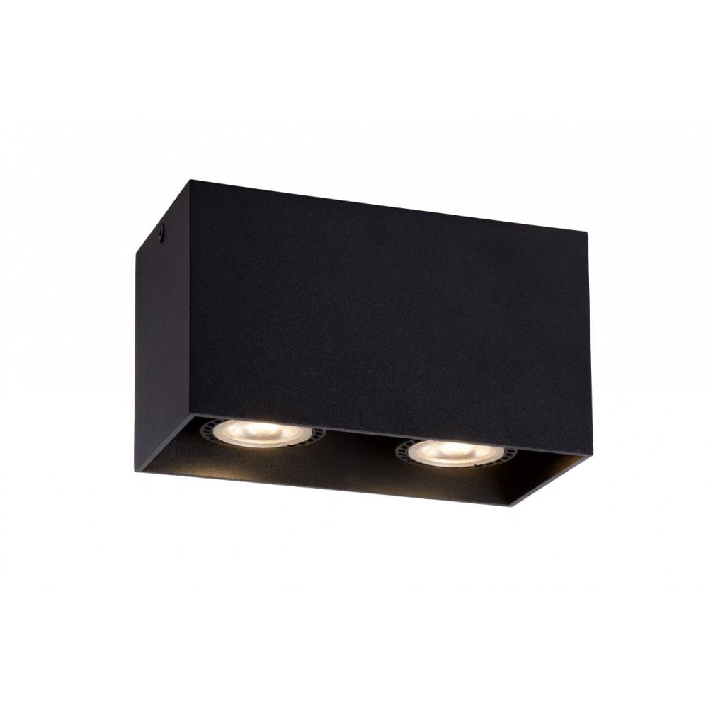 Contemporary Black Aluminum Dual Bulb Ceiling Spotlight Fixture